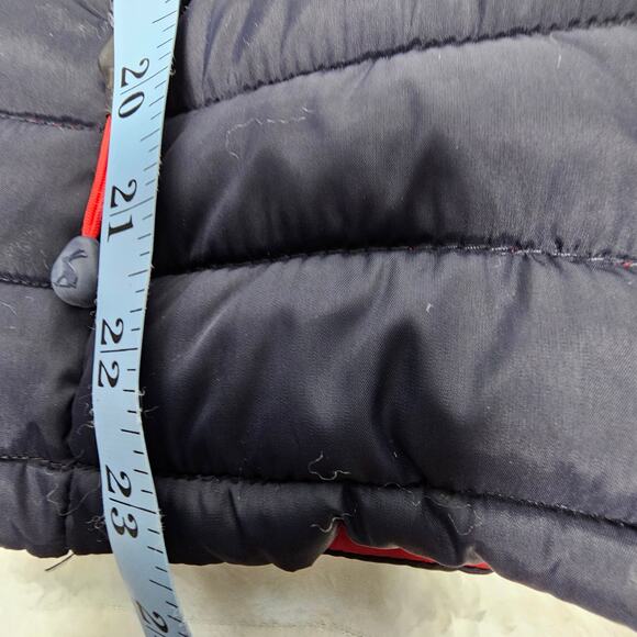 Joules Kids 11-12Y Navy Hooded Puffer Jacket Red Lining Zip Up Coat Lightweight - Picture 8 of 11